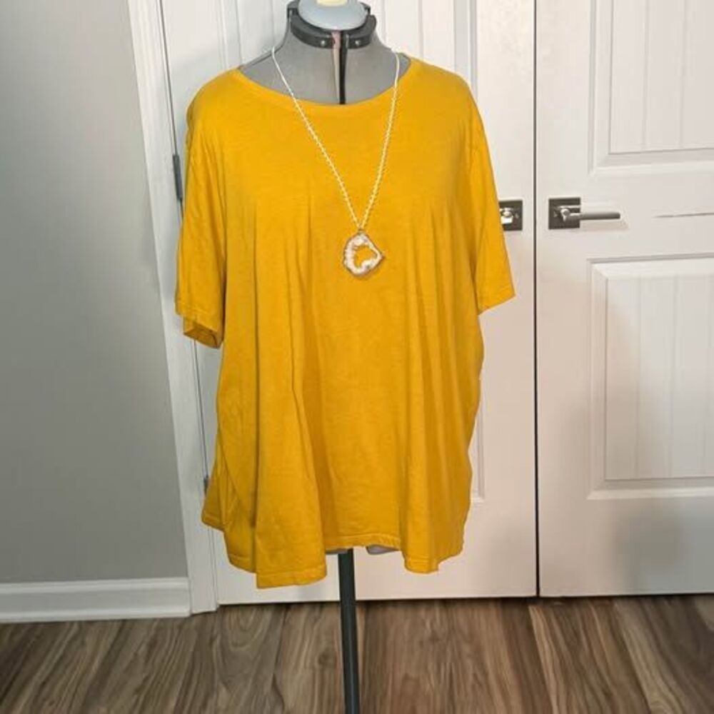 2X Ava & Viv Mustard Yellow Short Sleeve T-Shirt 28” p-p 30” length C7744